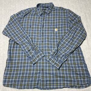 Carhartt Shirt Mens XXL Blue Rugged Flex Relaxed Workwear Chore Tough Casual 2XL